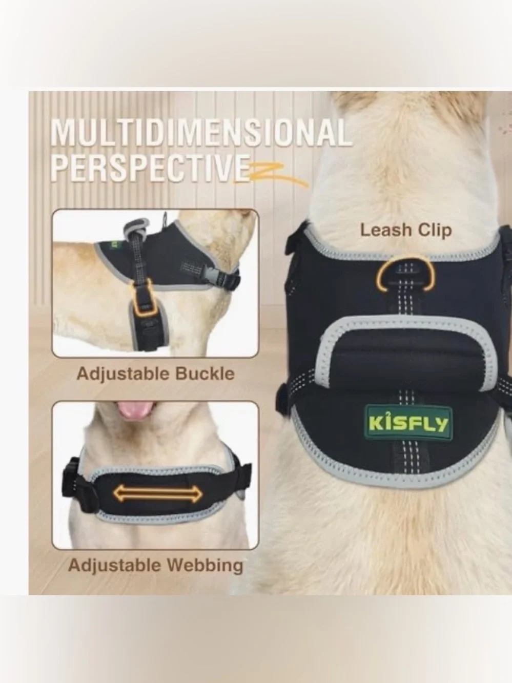 No Pull Dog Harness Kisfly Medium Adjustable NWOT